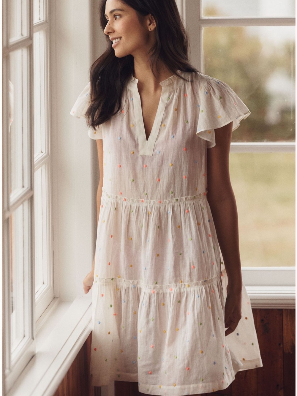 LyreBird Tiered Flutter-Sleeve Mini Dress - Picture 1 of 3